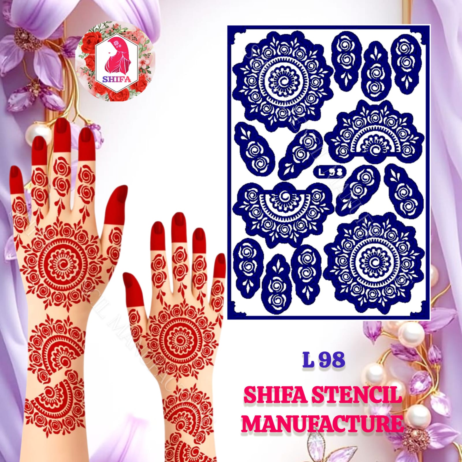 L98 Grand Look Mandala Design  - Sticker Overview  - Shifa Stencil Manufacturer